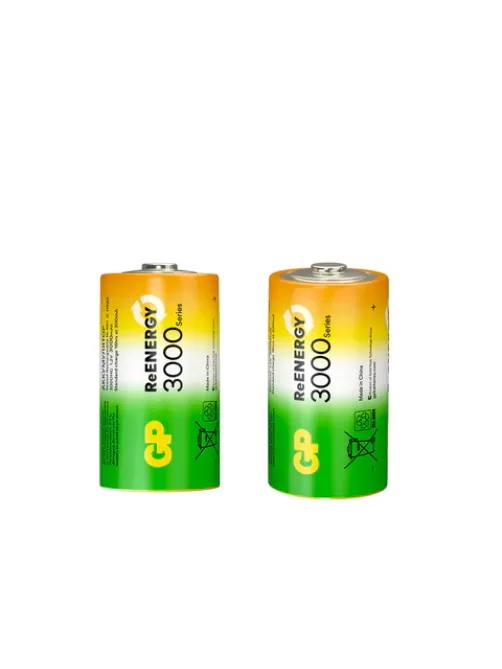 Батарейки аккумуляторные GP ReEnergy Ni-Mh КОМПЛЕКТ 2 шт., D (HR20), 3000 mAh, 300DHCRGY-2CRCB2