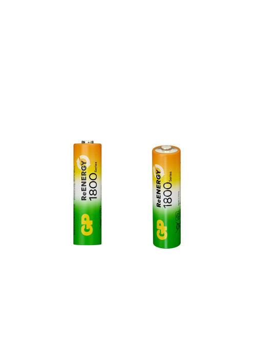 Батарейки аккумуляторные GP ReEnergy Ni-Mh пальчиковые КОМПЛЕКТ 2 шт., AA (HR6), 1800 mAh, 180AAHCRGY, 180AAHCRGY-2CRC