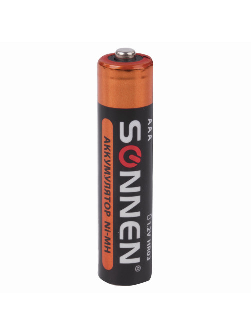 Батарейки аккумуляторные Ni-Mh мизинчиковые КОМПЛЕКТ 2 шт., AAA (HR03) 650 mAh, SONNEN, 454236