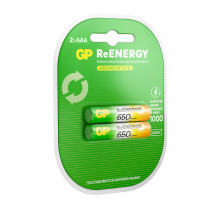Батарейки аккумуляторные GP ReEnergy Ni-Mh мизинчиковые КОМПЛЕКТ 2 шт., ААА (HR03), 650 mAh, 65AAAHCRGY, 65AAAHCRGY-2CRC
