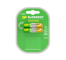 Батарейки аккумуляторные GP ReEnergy Ni-Mh мизинчиковые КОМПЛЕКТ 2 шт., ААА (HR03), 950 mAh, 100AAAHCRGY, 100AAAHCRGY-2CR