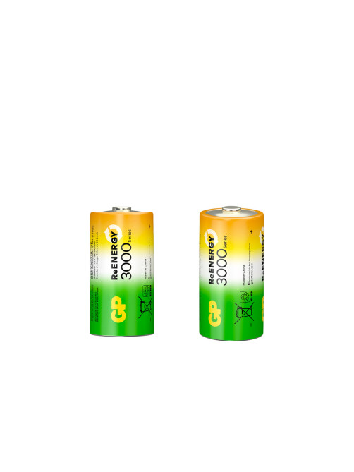 Батарейки аккумуляторные GP ReEnergy Ni-Mh КОМПЛЕКТ 2 шт., С (HR14), 3000 mAh, 300CHCRGY-2CRCB2