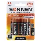 Батарейки аккумуляторные Ni-Mh пальчиковые КОМПЛЕКТ 6 шт., АА (HR6) 2700 mAh, SONNEN, 455608