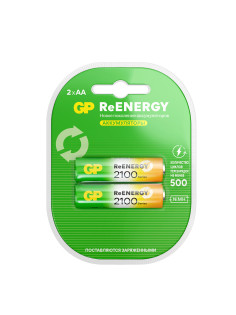 Батарейки аккумуляторные GP ReEnergy Ni-Mh пальчиковые КОМПЛЕКТ 2 шт., AA (HR6), 2000 mAh, 210AAHCRGY, 210AAHCRGY-2CRC