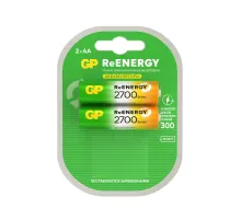 Батарейки аккумуляторные GP ReEnergy Ni-Mh пальчиковые КОМПЛЕКТ 2 шт., АА (HR6), 2600 mAh, 270AAHCRGY, 270AAHCRGY-2CR