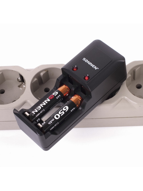 Батарейки аккумуляторные Ni-Mh мизинчиковые КОМПЛЕКТ 2 шт., AAA (HR03) 650 mAh, SONNEN, 454236