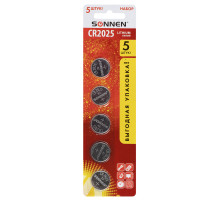 Батарейки литиевые SONNEN Lithium CR2025, 