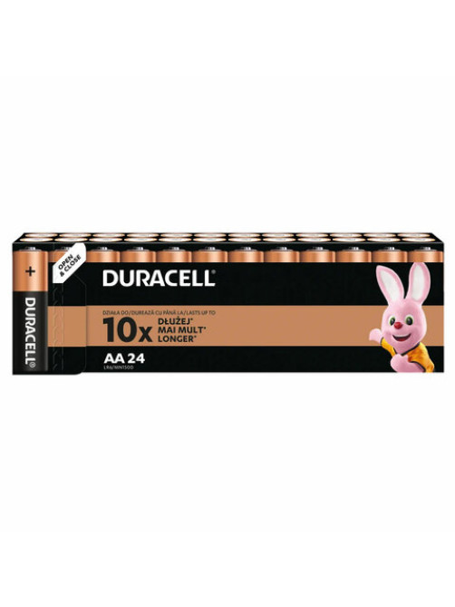 Батарейки КОМПЛЕКТ 24 шт., DURACELL Basic ОРИГИНАЛ, АА (LR6, 15А), алкалиновые, пальчиковые, Б0064986