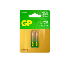 Батарейки КОМПЛЕКТ 2 шт., GP Ultra G-Tech, AAA (LR03, 24А), алкалиновые, мизинчиковые, 24AUA21-2CRSBC2