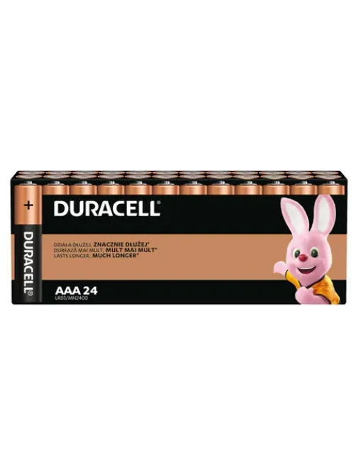 Батарейки КОМПЛЕКТ 24 шт., DURACELL Basic ОРИГИНАЛ, ААА (LR03, 24А), алкалиновые, мизинчиковые, Б0064969