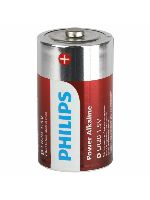Батарейки алкалиновые КОМПЛЕКТ 2 шт., PHILIPS Power Alkaline, D (LR20, 13А), блистер, Б0062732