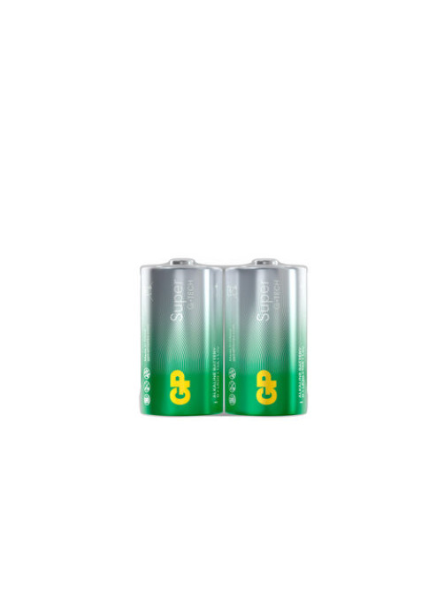 Батарейки КОМПЛЕКТ 2 шт., GP Super G-Tech, D (LR20, 13А), алкалиновые, в пленке, 13A-OS2