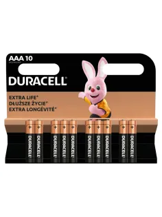 Батарейки КОМПЛЕКТ 10 шт., DURACELL Basic ОРИГИНАЛ, AAA (LR03, 24А), алкалиновые, мизинчиковые