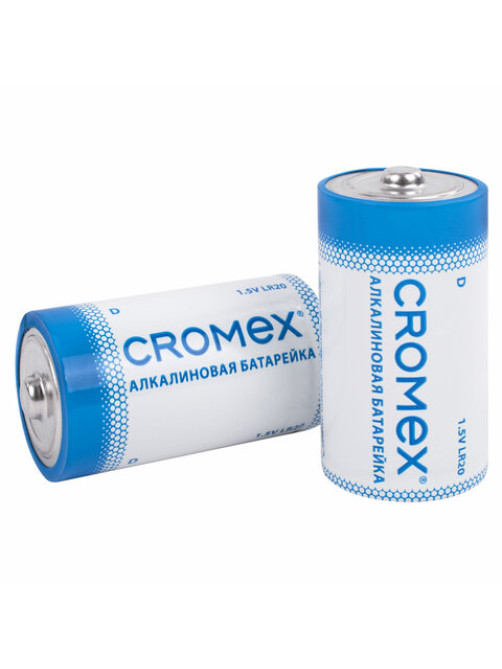 Батарейки алкалиновые КОМПЛЕКТ 4 шт., CROMEX (КРОМЕКС) Alkaline, D (LR20, 13А), короб, 456454
