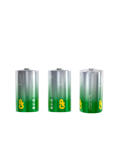 Батарейки КОМПЛЕКТ 2 шт., GP Super G-Tech, D (LR20, 13А), алкалиновые, блистер, 13A-2CR2