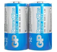 Батарейки КОМПЛЕКТ 2 шт., GP PowerPlus C (14C), солевые, в пленке, 14CEBRA-2S2