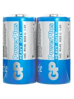 Батарейки КОМПЛЕКТ 2 шт., GP PowerPlus C (14C), солевые, в пленке, 14CEBRA-2S2
