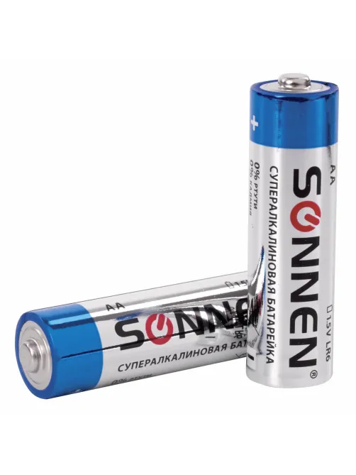 Батарейки КОМПЛЕКТ 10 шт., SONNEN Super Alkaline, АА (LR6,15А), алкалиновые, пальчиковые, в коробке, 454231
