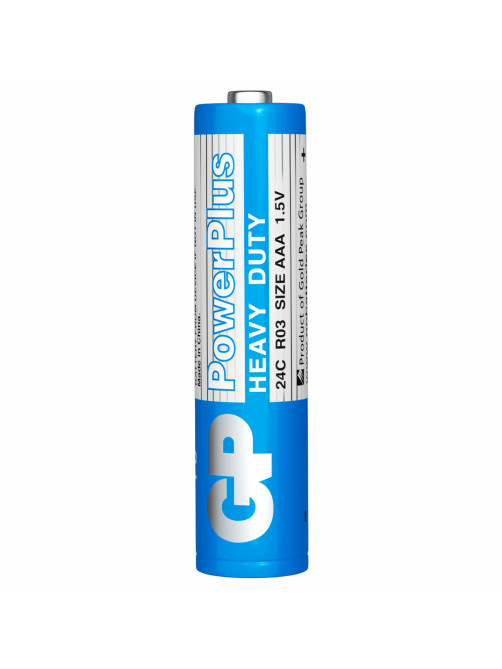 Батарейки КОМПЛЕКТ 4 шт., GP PowerPlus AAA (R03, 24G), солевые, мизинчиковые, в пленке, 24CEBRA-2S4