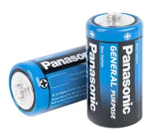 Батарейки КОМПЛЕКТ 2шт., PANASONIC D R20 (373), солевые, в пленке, 1.5 В
