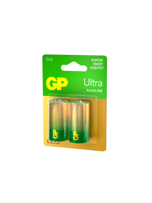 Батарейки КОМПЛЕКТ 2 шт., GP Ultra G-Tech, С (LR14, 14А), алкалиновые, блистер, 14AU-2CR2