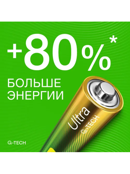 Батарейки КОМПЛЕКТ 4 шт., GP Ultra G-Tech, AAA (LR03, 24А), алкалиновые, мизинчиковые, 24AUA21-2CRSBC4