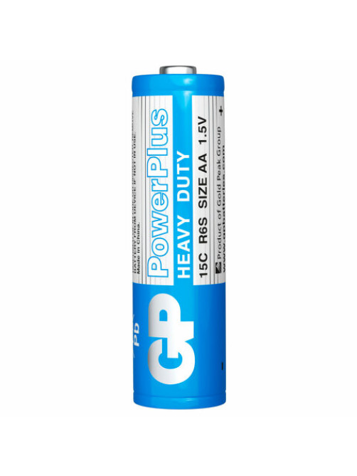 Батарейки КОМПЛЕКТ 4 шт., GP PowerPlus AA (R6, 15G), солевые, пальчиковые, в пленке, 15CEBRA-2S4