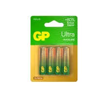 Батарейки КОМПЛЕКТ 4 шт., GP Ultra G-Tech, AA (LR6, 15А), алкалиновые, пальчиковые, 15AUA21-2CRSBC4