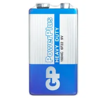 Батарейка 1 шт. GP PowerPlus, Крона (6R61, 6F22, 1604S), солевая, в плёнке, 1604CEBRA-2