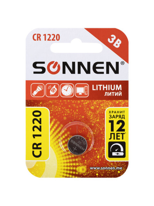 Батарейка литиевая SONNEN Lithium CR1220 