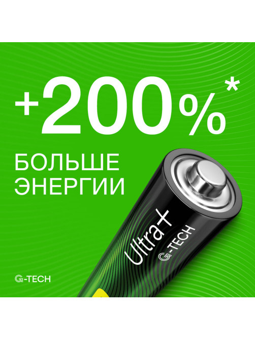 Батарейки КОМПЛЕКТ 2 шт., GP Ultra Plus G-Tech, AAA (LR03), алкалиновые, мизинчиковые, 24AUPA21-2CRSB2