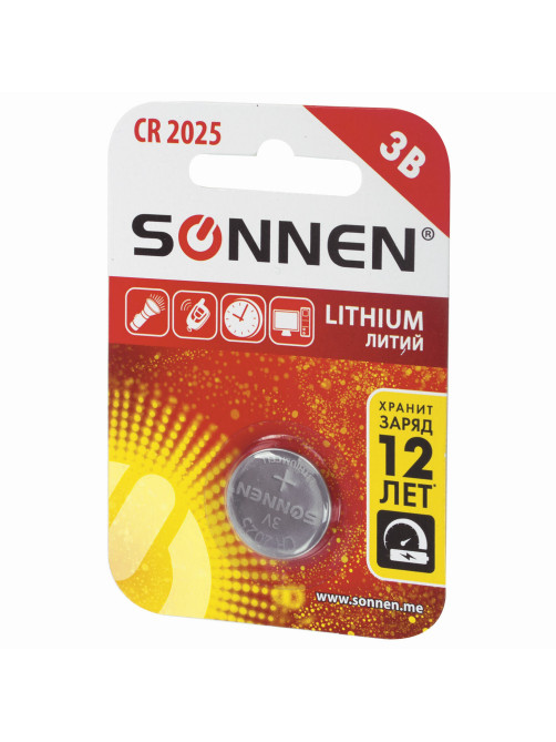 Батарейка литиевая SONNEN Lithium CR2025 