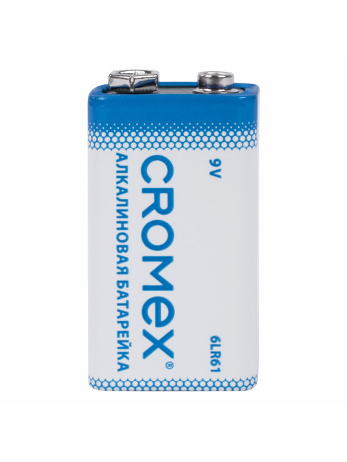 Батарейки алкалиновые КОМПЛЕКТ 4 шт., CROMEX (КРОМЕКС) Alkaline, Крона 9V (6LR61, 6LF22, 1604A), короб, 456453
