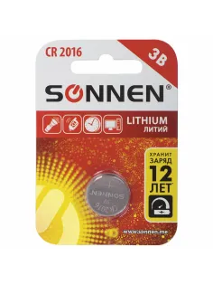 Батарейка литиевая SONNEN Lithium CR2016 