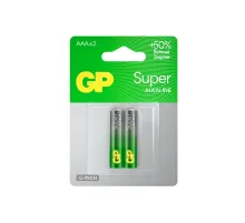 Батарейки КОМПЛЕКТ 2 шт., GP Super G-Tech, AAA (LR03, 24А), алкалиновые, мизинчиковые, блистер, 24A-2, 24A-2CR2