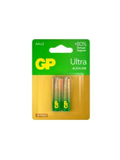 Батарейки КОМПЛЕКТ 2 шт., GP Ultra G-Tech, AA (LR6,15А), алкалиновые, пальчиковые, 15AUA21-2CRSBC2