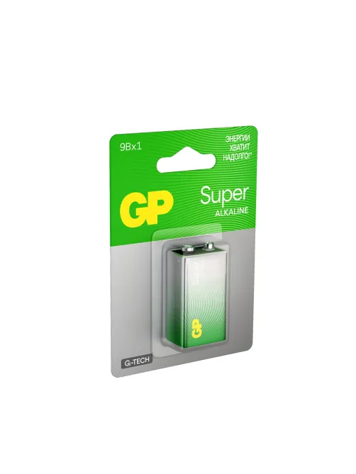 Батарейка 1 шт., GP Super G-Tech, Крона (6LR61, 6LF22, 1604A), алкалиновая, блистер, 1604A-5CR1, 1604A-BC1