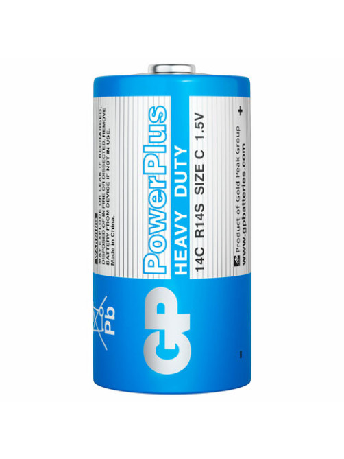 Батарейки КОМПЛЕКТ 2 шт., GP PowerPlus C (14C), солевые, в пленке, 14CEBRA-2S2