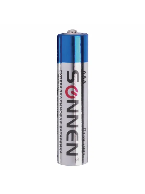 Батарейки КОМПЛЕКТ 10 шт., SONNEN Super Alkaline, AAA (LR03, 24А), алкалиновые, мизинчиковые, короб, 454232