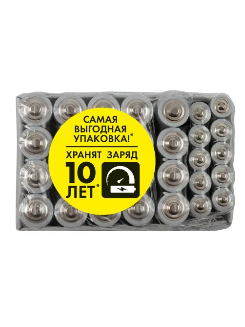 Батарейки КОМПЛЕКТ 30 (20+10) шт., SONNEN Alkaline, AA+ААА (LR6+LR03), в коробке, 455097
