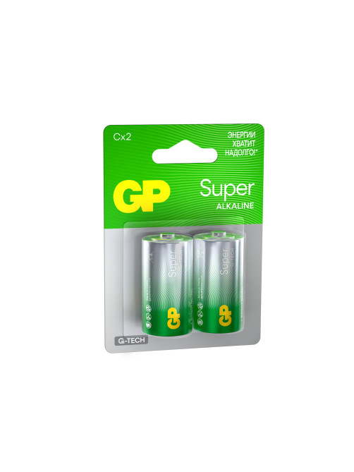 Батарейки КОМПЛЕКТ 2 шт., GP Super G-Tech, С (LR14, 14А), алкалиновые, блистер, 14A-2CR2