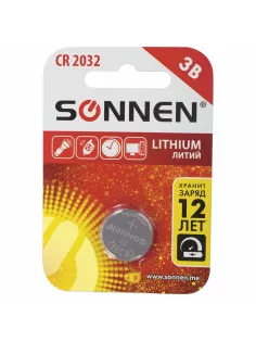 Батарейка литиевая SONNEN Lithium CR2032 