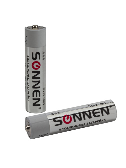 Батарейки КОМПЛЕКТ 24 шт, SONNEN Alkaline, ААА (LR03, 24А), алкалиновые, мизинчиковые, короб, 455096
