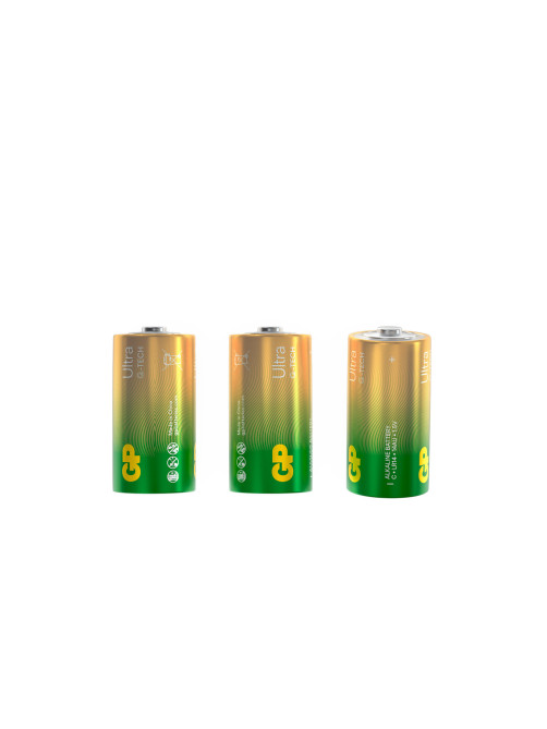 Батарейки КОМПЛЕКТ 2 шт., GP Ultra G-Tech, С (LR14, 14А), алкалиновые, блистер, 14AU-2CR2