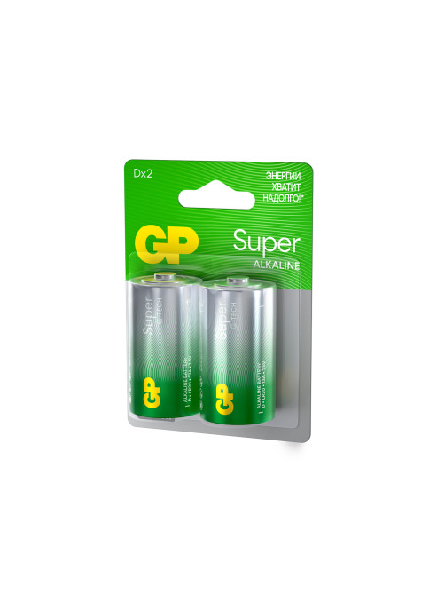 Батарейки КОМПЛЕКТ 2 шт., GP Super G-Tech, D (LR20, 13А), алкалиновые, блистер, 13A-2CR2