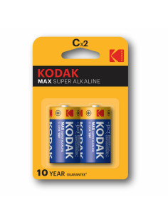 Батарейки алкалиновые КОМПЛЕКТ 2 шт., KODAK Max Super Alkaline, C (LR14, 14А), блистер, Б0005123