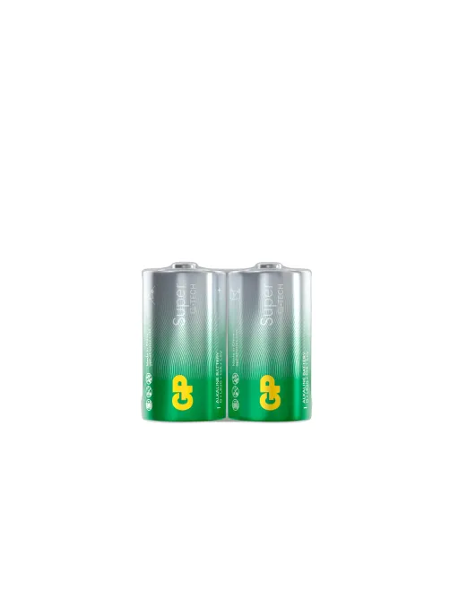 Батарейки КОМПЛЕКТ 2 шт., GP Super G-Tech, D (LR20, 13А), алкалиновые, в пленке, 13A-OS2