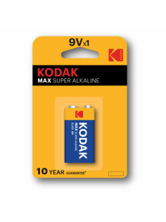 Батарейка алкалиновая 1 шт. KODAK Max Super Alkaline, Крона 9V (6LR61, 6LF22, 1604A), блистер, Б0005130