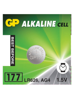 Батарейка GP Alkaline (отрывной блок), 177 (G4, LR626), алкалиновая, 1 шт., блистер, 177FRA-2C10, 4891199026690
