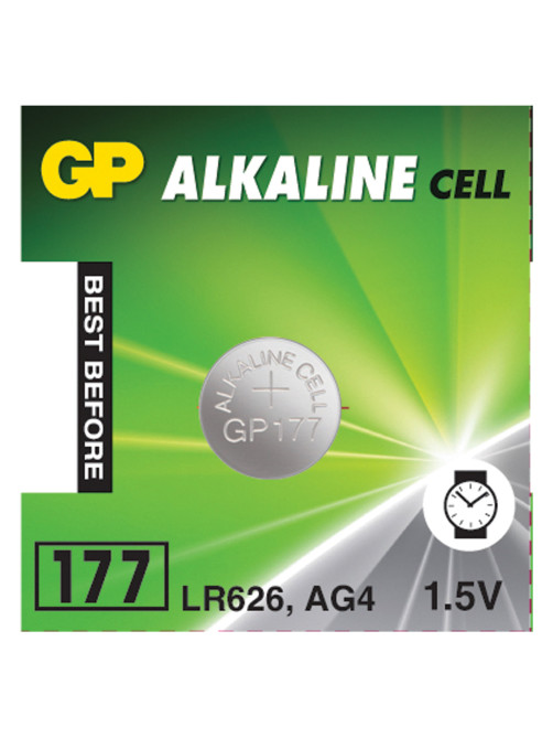 Батарейка GP Alkaline (отрывной блок), 177 (G4, LR626), алкалиновая, 1 шт., блистер, 177FRA-2C10, 4891199026690